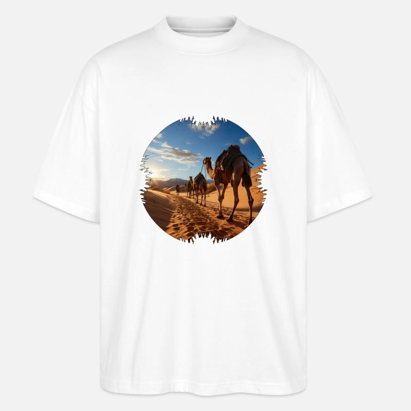 Reise mit einer Kamelkarawane - Stanley/Stella Oversized Unisex Bio T-Shirt Blaster 2.0 - Weiß