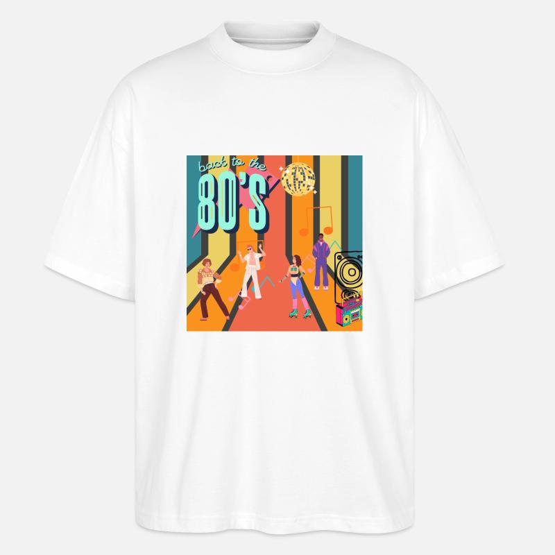 Retro-Rollenrille - Stanley/Stella Oversized Unisex Bio T-Shirt Blaster 2.0 - Weiß