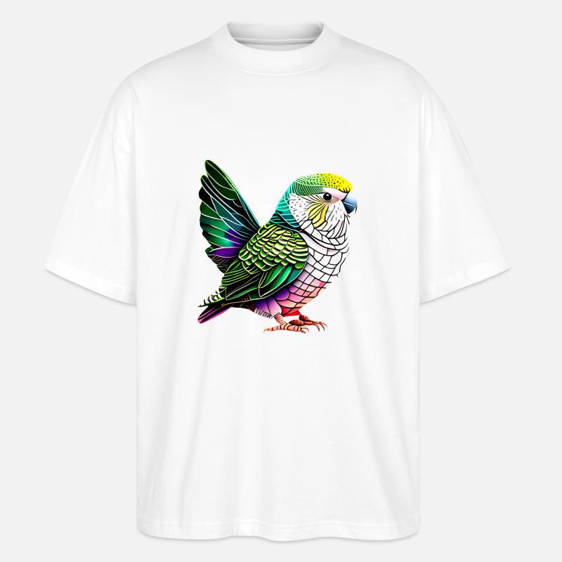Perruche Bird Propriétaire d’oiseau Calopsitte - T-shirt bio Blaster 2.0 coupe oversize Stanley/Stella Unisexe - blanc