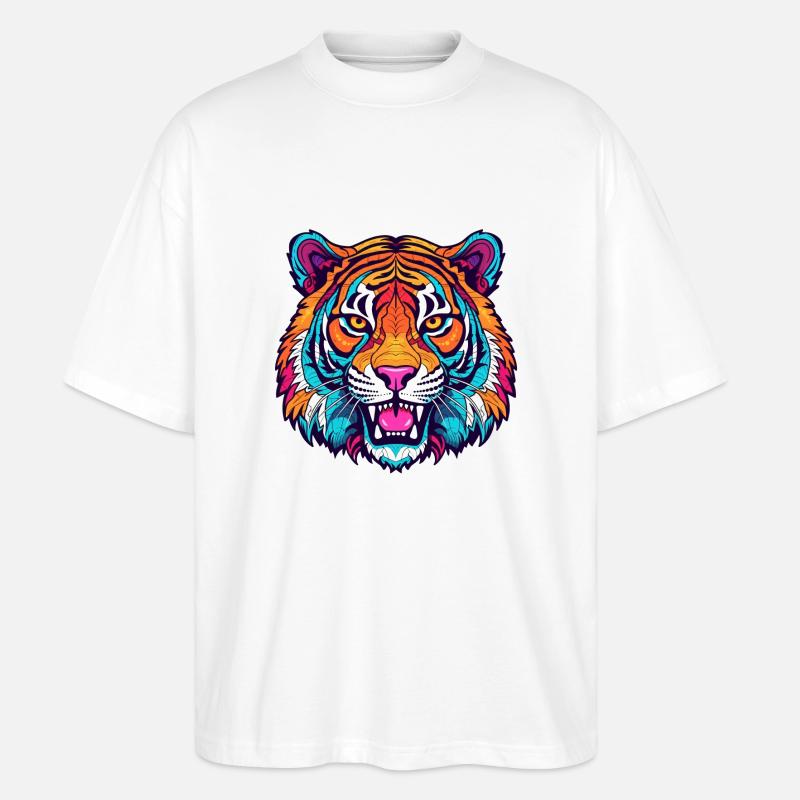 tiger 2 - Stanley/Stella Oversized Unisex Bio T-Shirt Blaster 2.0 - Weiß