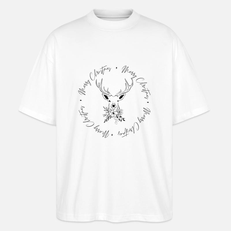 Merry Deer Circle - black - Stanley/Stella Oversized Unisex Bio T-Shirt Blaster 2.0 - Weiß