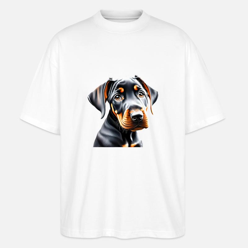 Dobermann Hund Dobermanntrainer Dobermannwelpe - Stanley/Stella Oversized Unisex Bio T-Shirt Blaster 2.0 - Weiß