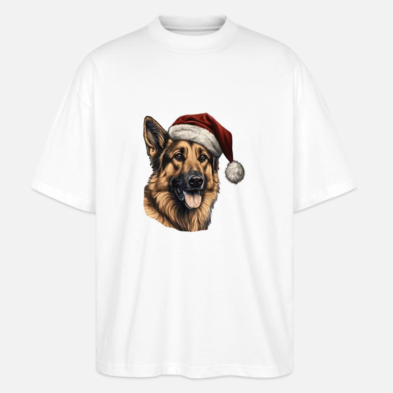 German Shepherd Merry Christmas - Stanley/Stella Oversized Unisex Bio T-Shirt Blaster 2.0 - Weiß