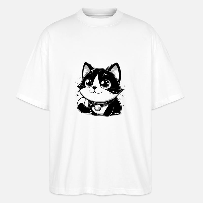 Chat de style anime - T-shirt bio Blaster 2.0 coupe oversize Stanley/Stella Unisexe - blanc