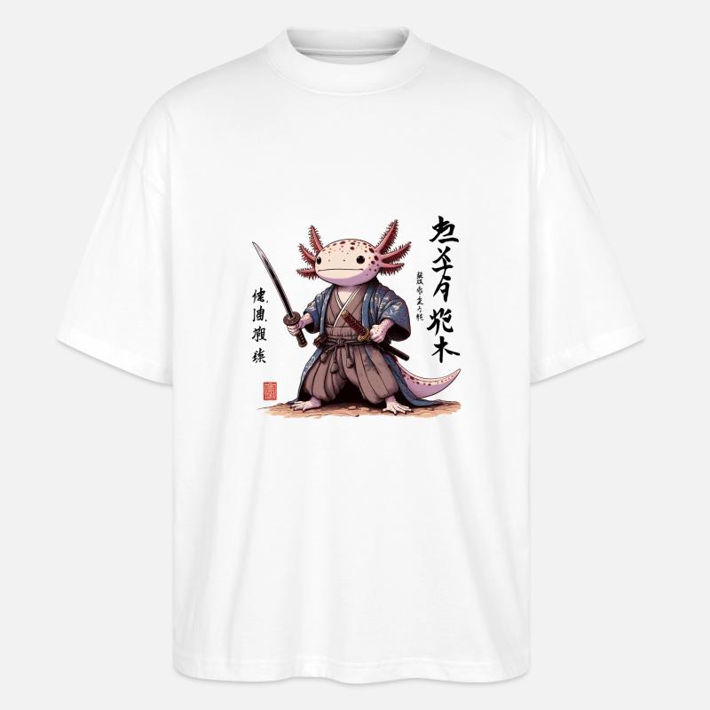 Axolotl Samurai Japanischer Kunststil - Stanley/Stella Oversized Unisex Bio T-Shirt Blaster 2.0 - Weiß