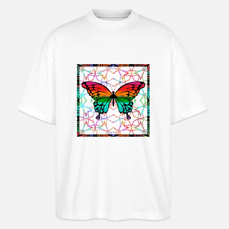 Schmetterling - Stanley/Stella Oversized Unisex Bio T-Shirt Blaster 2.0 - Weiß
