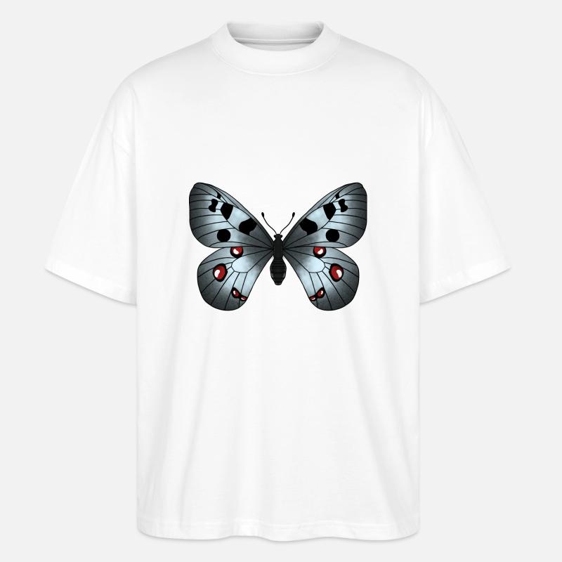 Schmetterling grau - Stanley/Stella Oversized Unisex Bio T-Shirt Blaster 2.0 - Weiß