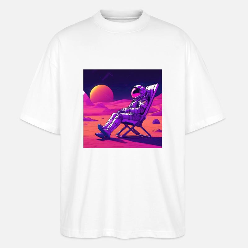 Astronaute en chaise longue - T-shirt bio Blaster 2.0 coupe oversize Stanley/Stella Unisexe - blanc