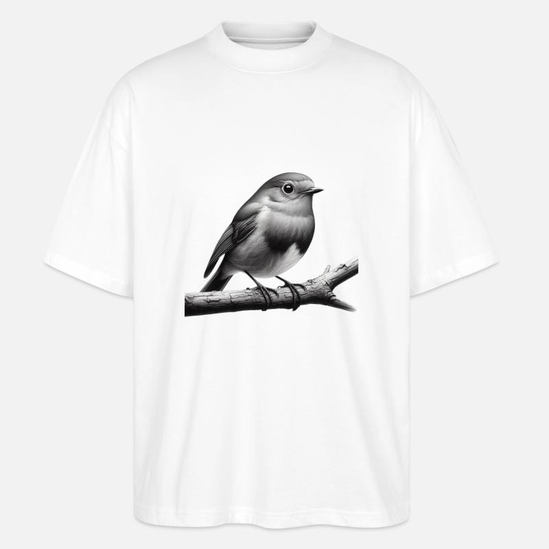 Rotkehlchen auf Ast - Stanley/Stella Oversized Unisex Bio T-Shirt Blaster 2.0 - Weiß
