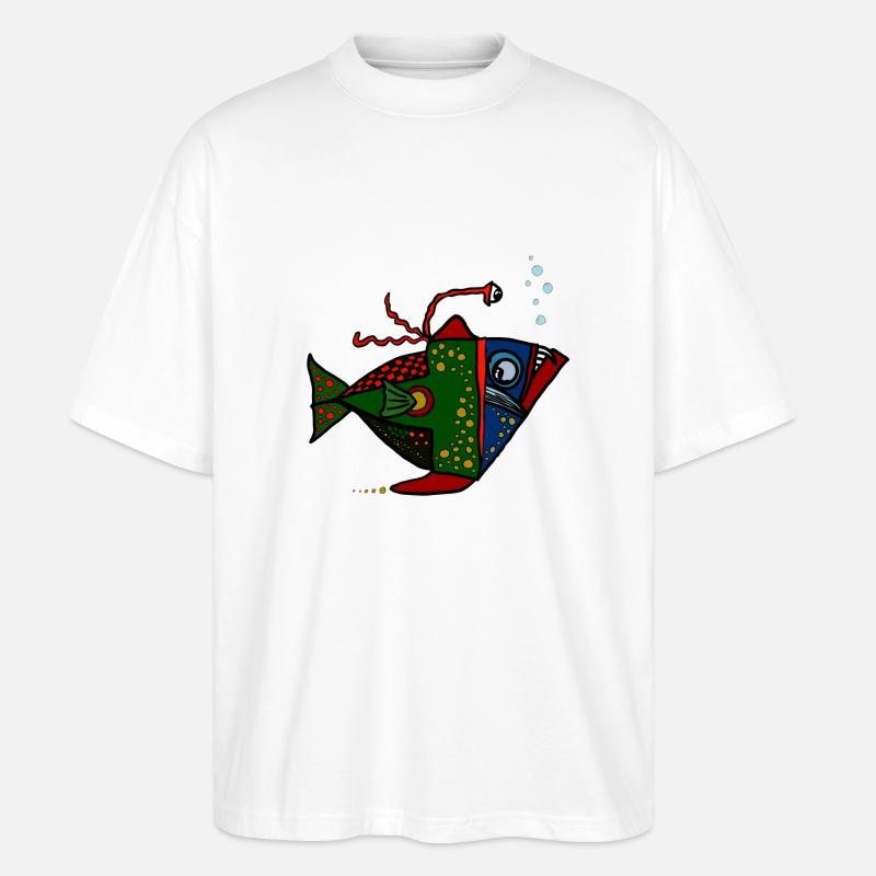 Fisch Anglerfisch - Stanley/Stella Oversized Unisex Bio T-Shirt Blaster 2.0 - Weiß