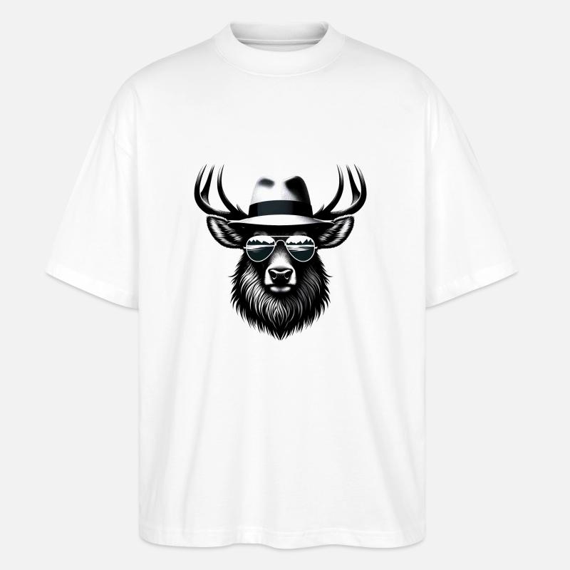 Hipster-Elch - Stanley/Stella Oversized Unisex Bio T-Shirt Blaster 2.0 - Weiß