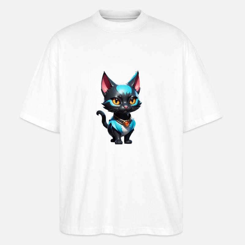 Katze Comic süß - Stanley/Stella Oversized Unisex Bio T-Shirt Blaster 2.0 - Weiß