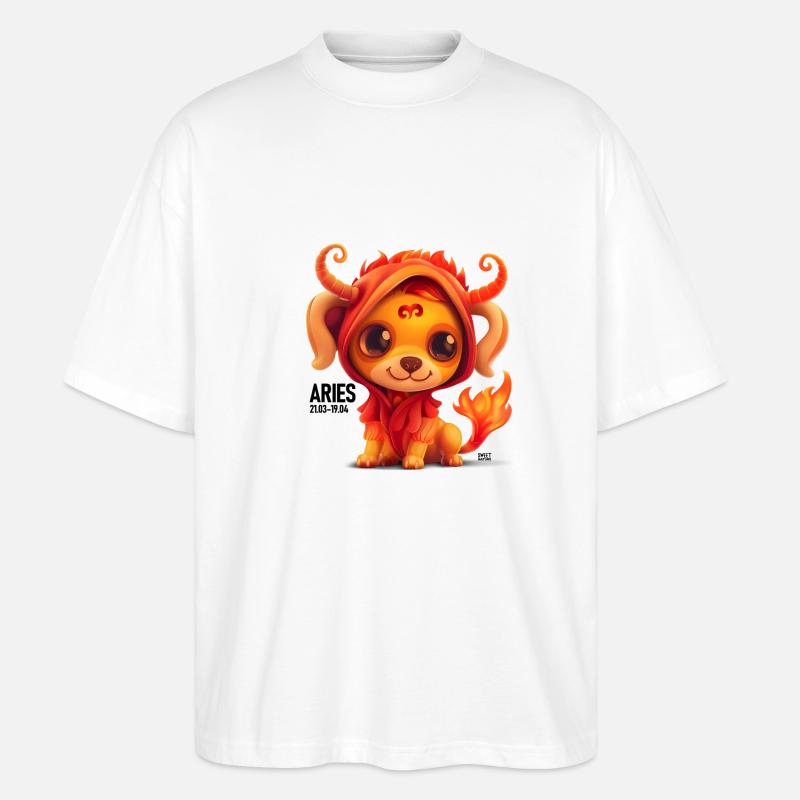 Widder Welpe - Stanley/Stella Oversized Unisex Bio T-Shirt Blaster 2.0 - Weiß