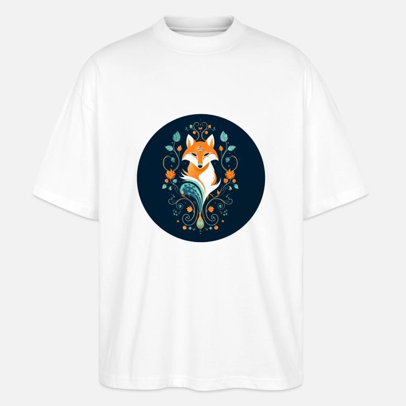 Fuchs mit Ornamenten - Stanley/Stella Oversized Unisex Bio T-Shirt Blaster 2.0 - Weiß