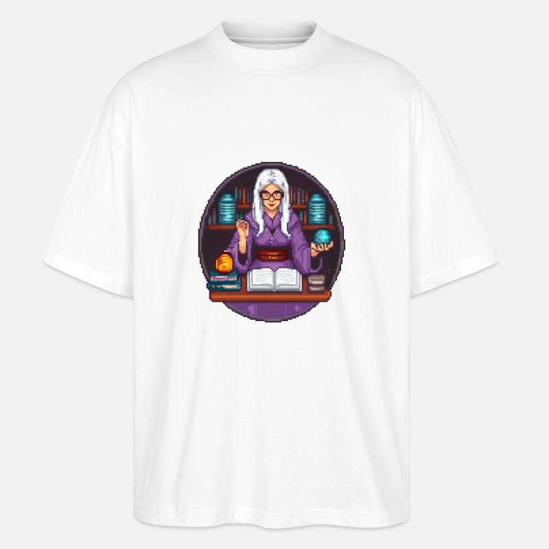 Arkaner Bibliothekar Pixel - Stanley/Stella Oversized Unisex Bio T-Shirt Blaster 2.0 - Weiß