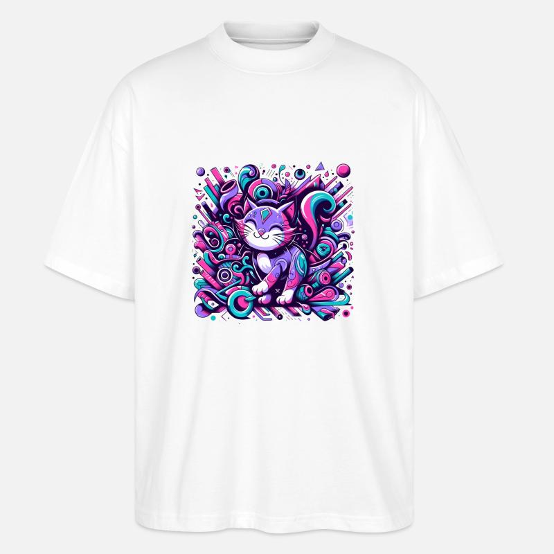 Katze bunt abstrakt moderner Stil - Stanley/Stella Oversized Unisex Bio T-Shirt Blaster 2.0 - Weiß
