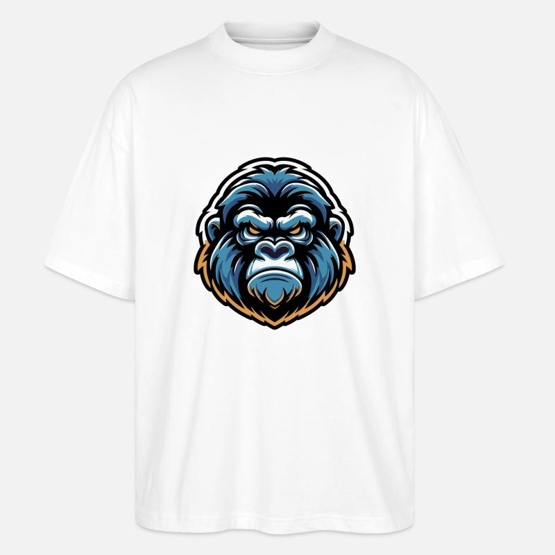 Mascotte Tête de gorille - T-shirt bio Blaster 2.0 coupe oversize Stanley/Stella Unisexe - blanc