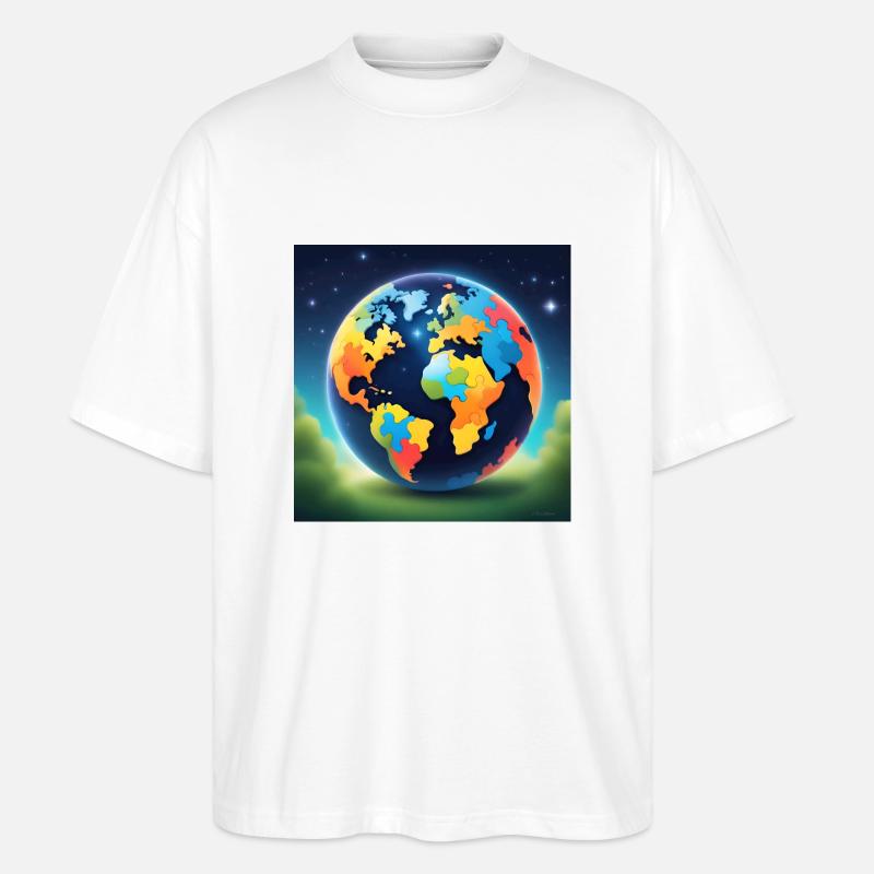 Autism World - Stanley/Stella Oversized Unisex Bio T-Shirt Blaster 2.0 - Weiß