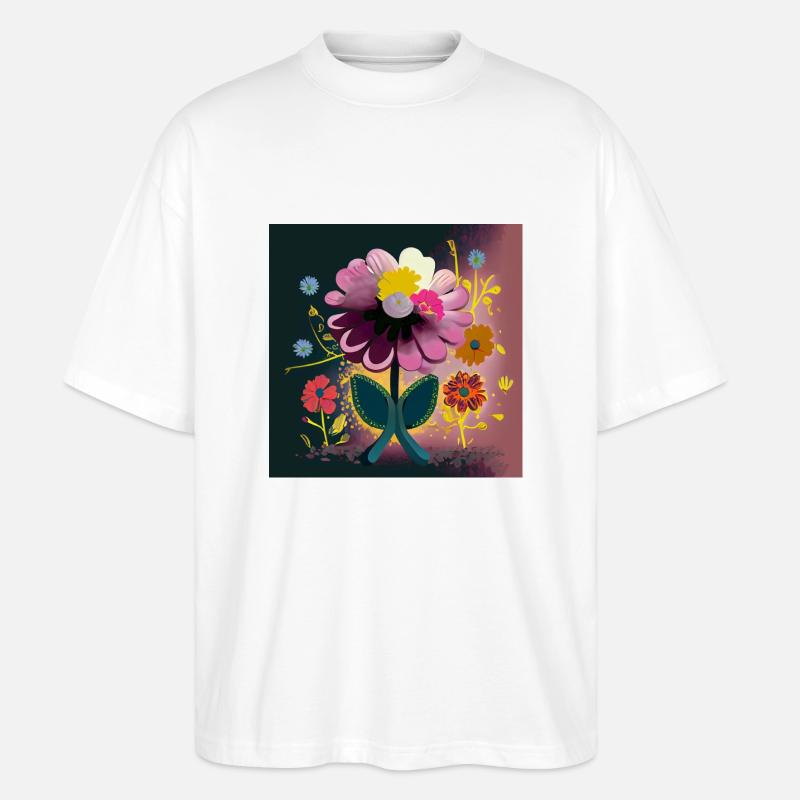 Buntblüten-Frühlingsabstraktion - Stanley/Stella Oversized Unisex Bio T-Shirt Blaster 2.0 - Weiß