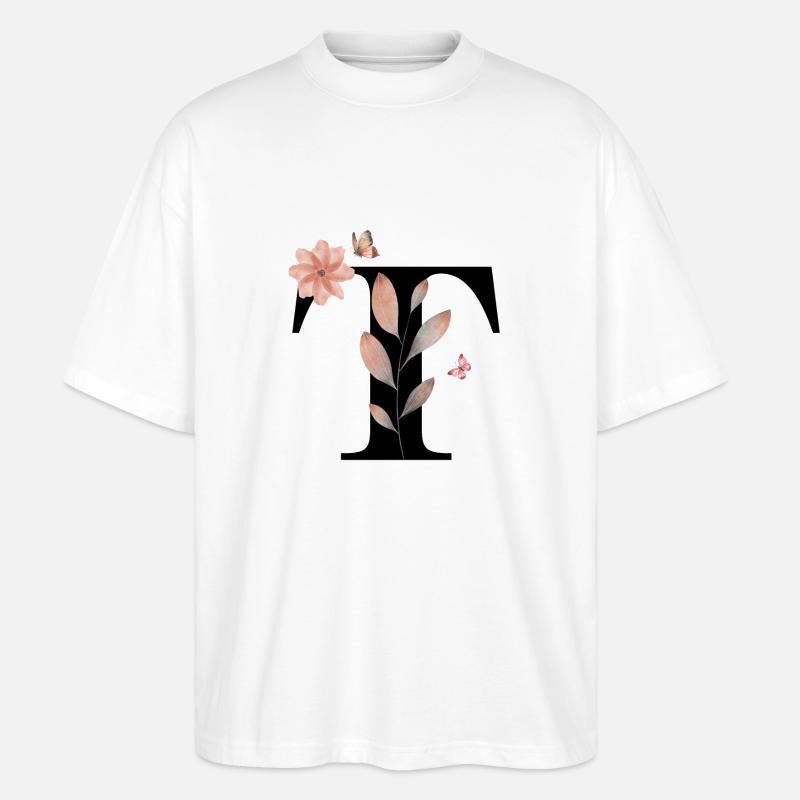 Buchstabe t Wildblumen Aquarelle - Stanley/Stella Oversized Unisex Bio T-Shirt Blaster 2.0 - Weiß