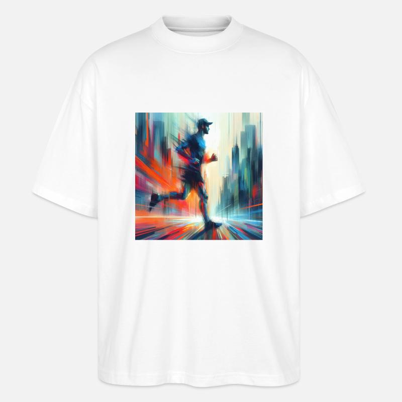 Laufender Mann 4 - Stanley/Stella Oversized Unisex Bio T-Shirt Blaster 2.0 - Weiß