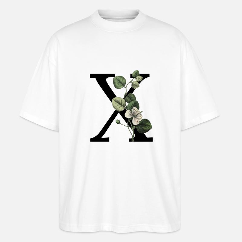 Buchstabe X Grüne Botanik - Stanley/Stella Oversized Unisex Bio T-Shirt Blaster 2.0 - Weiß