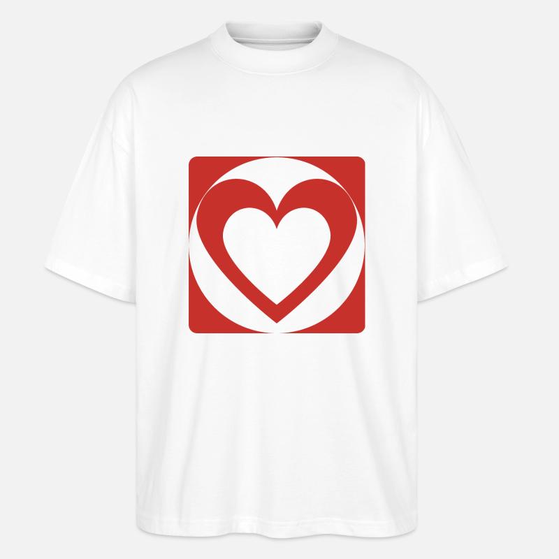 Rotes Herz - Stanley/Stella Oversized Unisex Bio T-Shirt Blaster 2.0 - Weiß