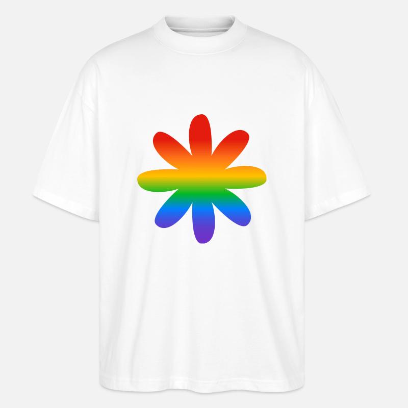 Regenbogen-Blume - Stanley/Stella Oversized Unisex Bio T-Shirt Blaster 2.0 - Weiß