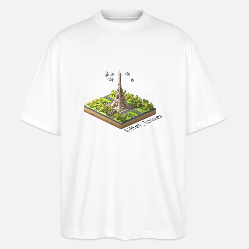 Geometrischer Low-Poly-Eiffelturm - Stanley/Stella Oversized Unisex Bio T-Shirt Blaster 2.0 - Weiß