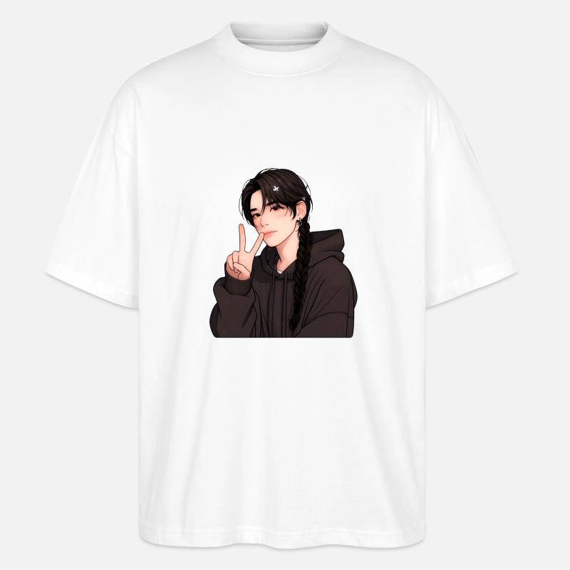 Junge - Frieden, Junge Friedenszeichen - Stanley/Stella Oversized Unisex Bio T-Shirt Blaster 2.0 - Weiß
