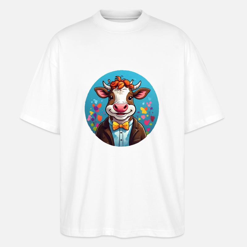 Lustige Kuh Comic - Stanley/Stella Oversized Unisex Bio T-Shirt Blaster 2.0 - Weiß