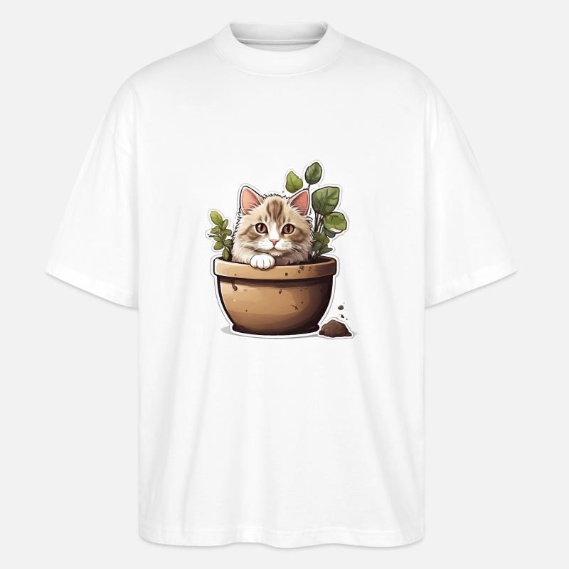 Fleur de chat mignonne - T-shirt bio Blaster 2.0 coupe oversize Stanley/Stella Unisexe - blanc