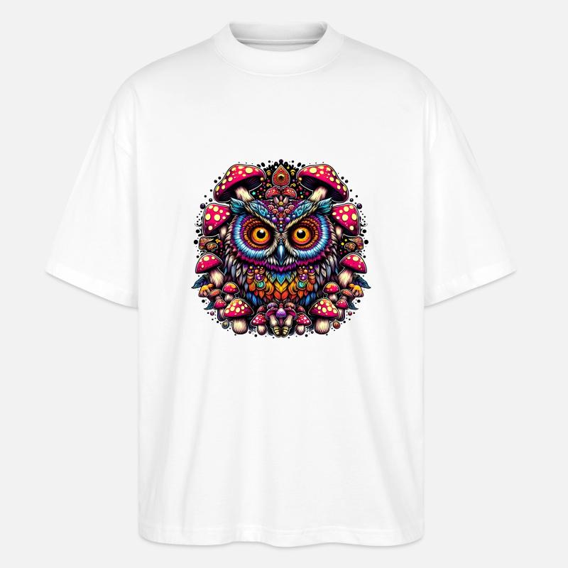 Psychedelische Eule - Stanley/Stella Oversized Unisex Bio T-Shirt Blaster 2.0 - Weiß
