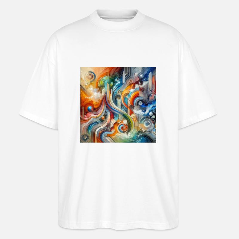 Lebhafter Fluss - Abstraktes Gemälde - Stanley/Stella Oversized Unisex Bio T-Shirt Blaster 2.0 - Weiß