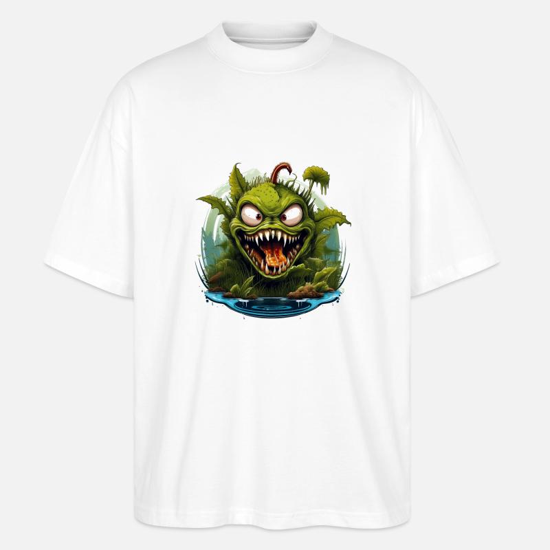 Wilde, wütende, fleischfressende Pflanze - Stanley/Stella Oversized Unisex Bio T-Shirt Blaster 2.0 - Weiß