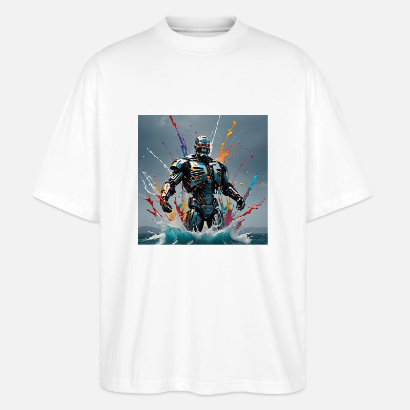 Roboter farbig - Stanley/Stella Oversized Unisex Bio T-Shirt Blaster 2.0 - Weiß