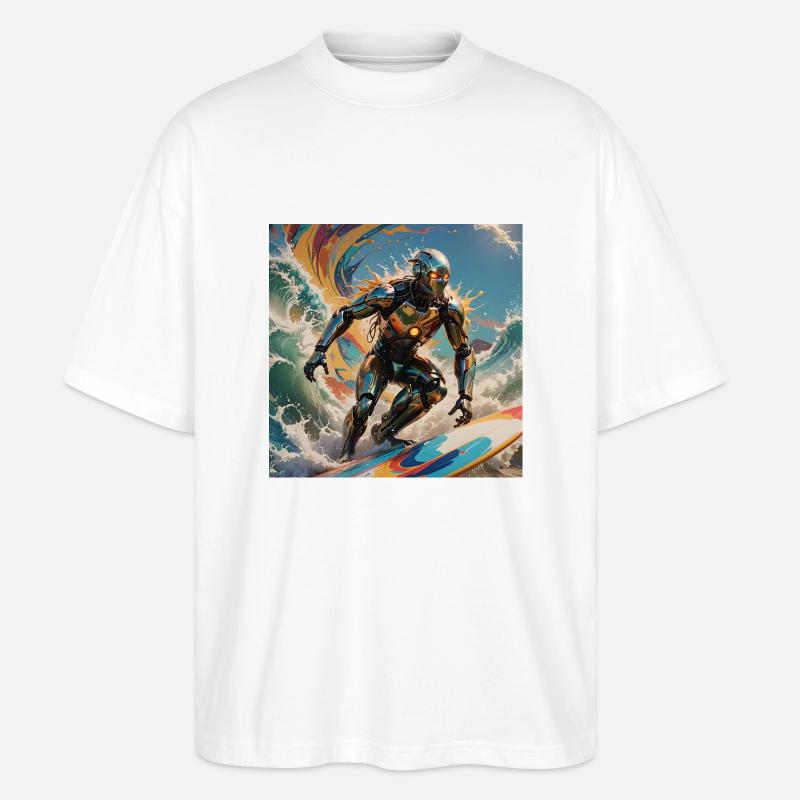 Surfrobot - Stanley/Stella Oversized Unisex Bio T-Shirt Blaster 2.0 - Weiß