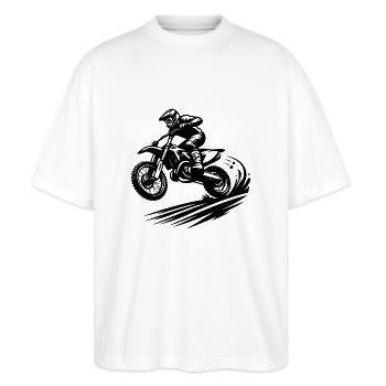 Hobby Motorsport Enduro Gelände Maschine - Stanley/Stella Oversized Unisex Bio T-Shirt Blaster 2.0 - Weiß - Vorne - Alina (178cm) & Michal (187cm)