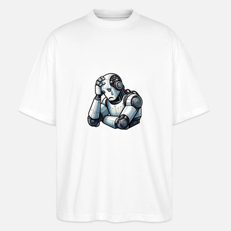 Ängstlicher Roboter - Stanley/Stella Oversized Unisex Bio T-Shirt Blaster 2.0 - Weiß