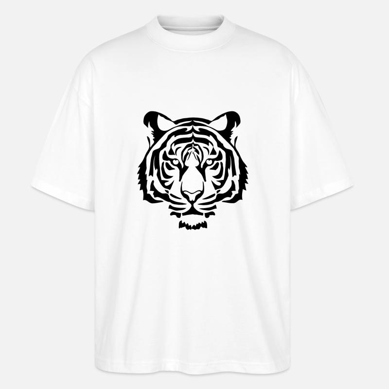 Cooler schwarzer Tiger - Stanley/Stella Oversized Unisex Bio T-Shirt Blaster 2.0 - Weiß