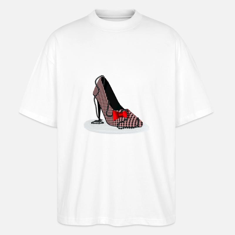 HighHeels – Schottisches Karomuster - Stanley/Stella Oversized Unisex Bio T-Shirt Blaster 2.0 - Weiß