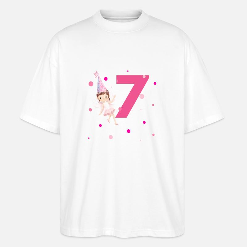 7e anniversaire fée rose - T-shirt bio Blaster 2.0 coupe oversize Stanley/Stella Unisexe - blanc