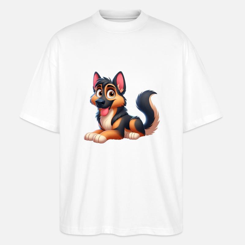 German Shepherd 10 - Stanley/Stella Oversized Unisex Organic T-shirt Blaster 2.0 - white