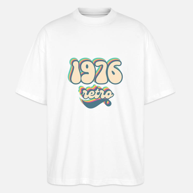 1976 Retro Geschenkidee - Stanley/Stella Oversized Unisex Bio T-Shirt Blaster 2.0 - Weiß