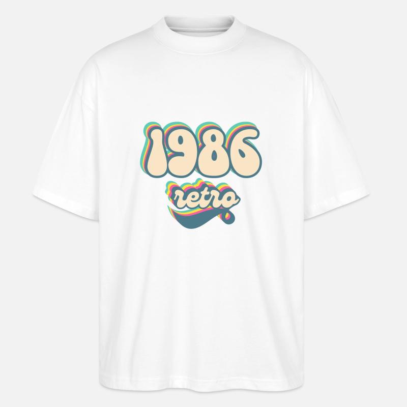 1986 Retro Geschenkidee - Stanley/Stella Oversized Unisex Bio T-Shirt Blaster 2.0 - Weiß