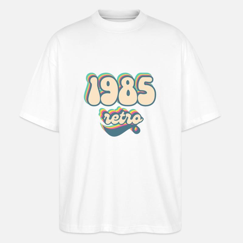 1985 Retro Geschenkidee - Stanley/Stella Oversized Unisex Bio T-Shirt Blaster 2.0 - Weiß