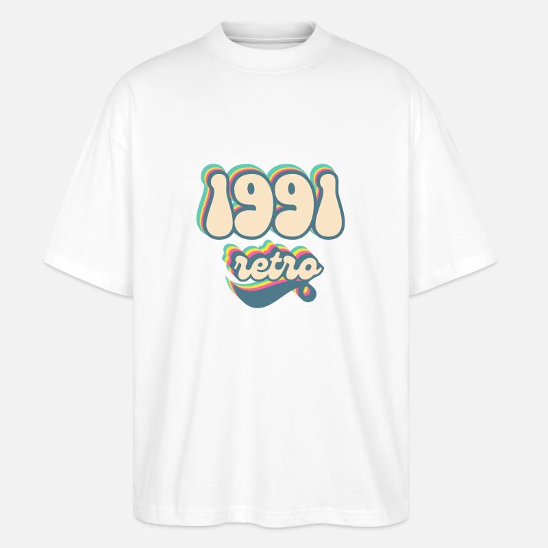 1991 Retro Geschenkidee - Stanley/Stella Oversized Unisex Bio T-Shirt Blaster 2.0 - Weiß