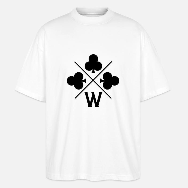 Glücksklee mit Buchstabe - Stanley/Stella Oversized Unisex Bio T-Shirt Blaster 2.0 - Weiß