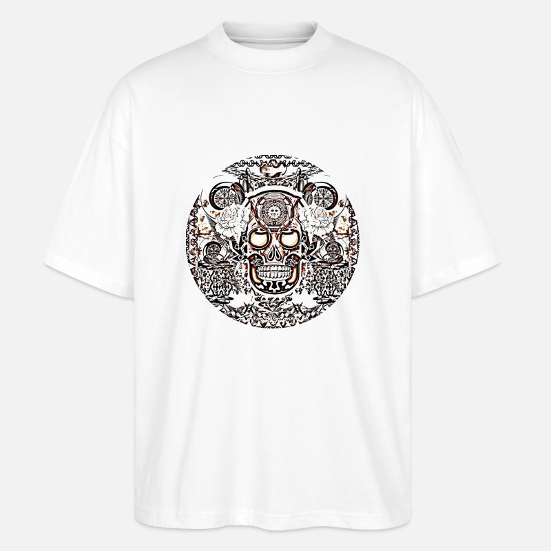 Schädel-Kreis 1 - Stanley/Stella Oversized Unisex Bio T-Shirt Blaster 2.0 - Weiß