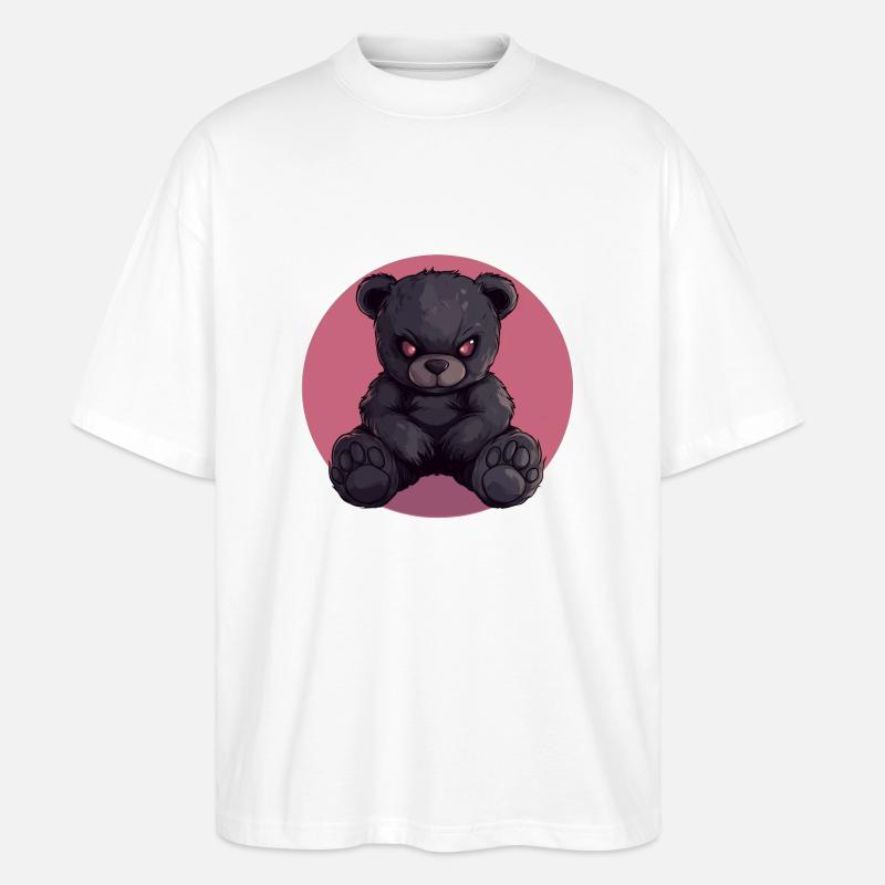 Furchtloser Teddybär: Dunkelheit mit Stil - Stanley/Stella Oversized Unisex Bio T-Shirt Blaster 2.0 - Weiß